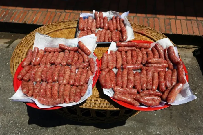  : Sausages for sale in the street in Luang Prabang, Laos