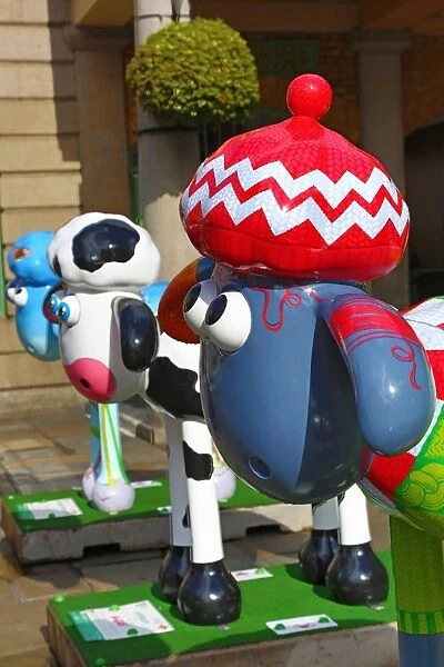 Shaun the Sheep sculptures gathered in Covent Garden, London