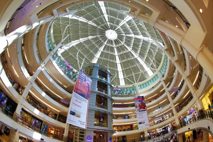  : Shops and ceiling at Suria KLCC city centre shopping mall in Kuala Lumpur, Malaysia