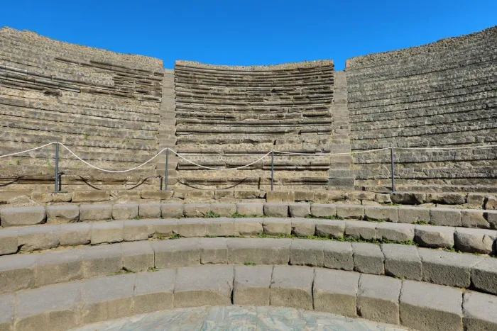  : Small ruined amphitheatre in the ancient Roman city of Pompeii, Italy