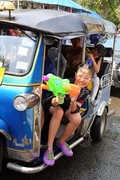 Songkran, the Thai New Year festival kicks off with a huge water fight in Chiang Mai, Thailand