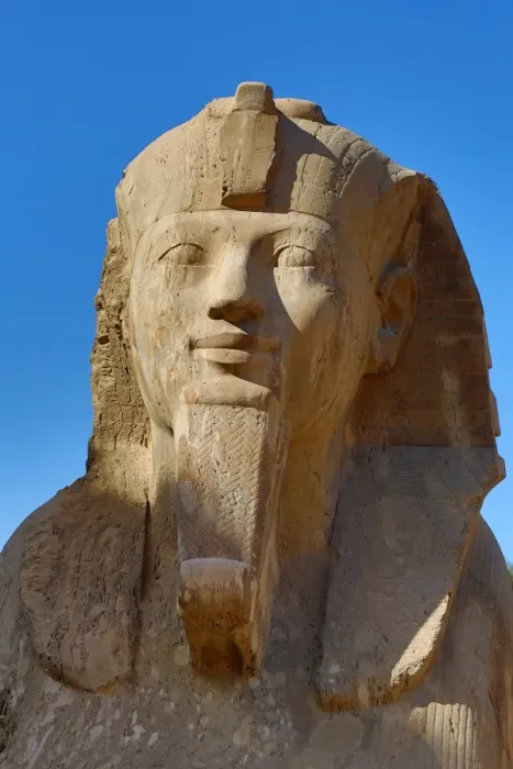  : The Sphinx of Memphis statue at the Memphis Museum, Cairo, Egypt