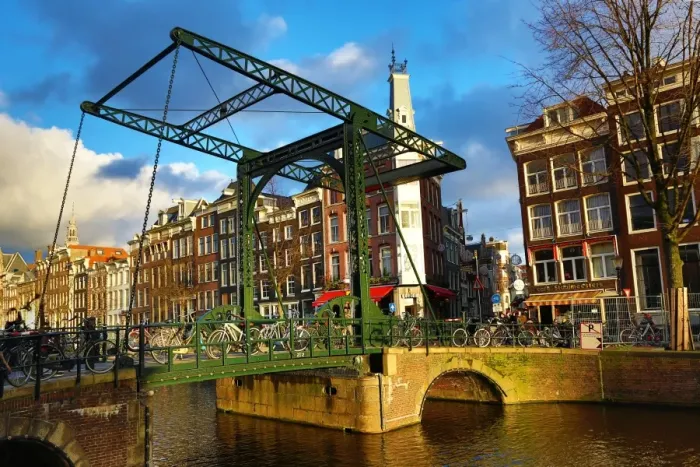  : Staalstraat Bridge on Kloveniersburgwal Canal in Amsterdam, Holland