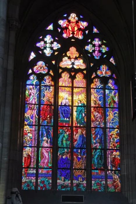  : Stained glass window in St. Vitus Cathedral in Prague