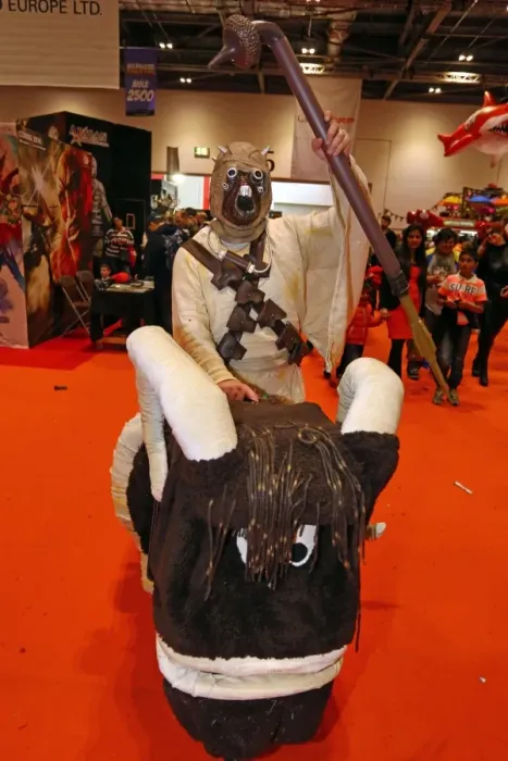  : A Star Wars Tusken Raider on a Bantha at MCM London Comic Con at Excel London