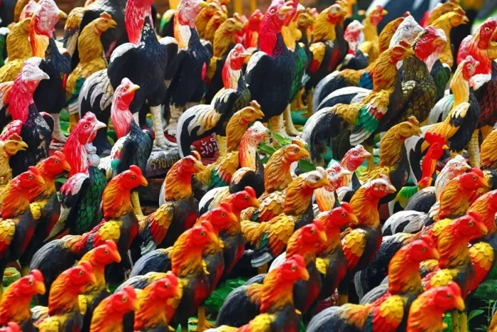 : Temple of a Thousand Roosters, Wat Thammikarat, Ayutthaya, Thailand - 7 Jul 2017