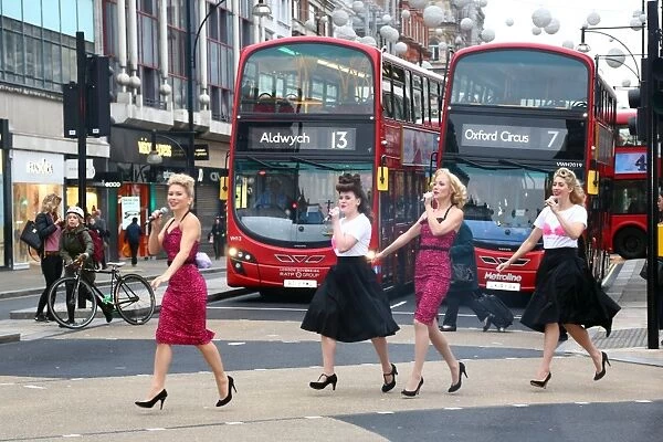 Tootsie Rollers launch Walk the Walk charity single at Oxford Circus, London