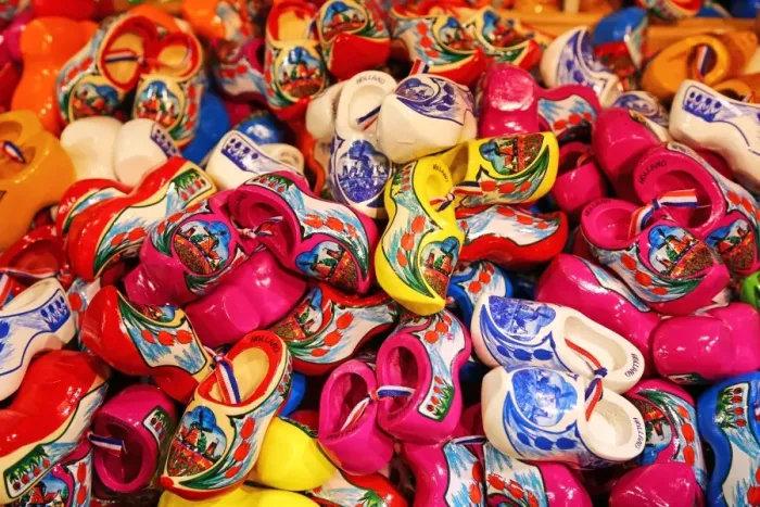  : Traditional Dutch clogs souvenirs for tourists at the Flower Market in Amsterdam, Holland