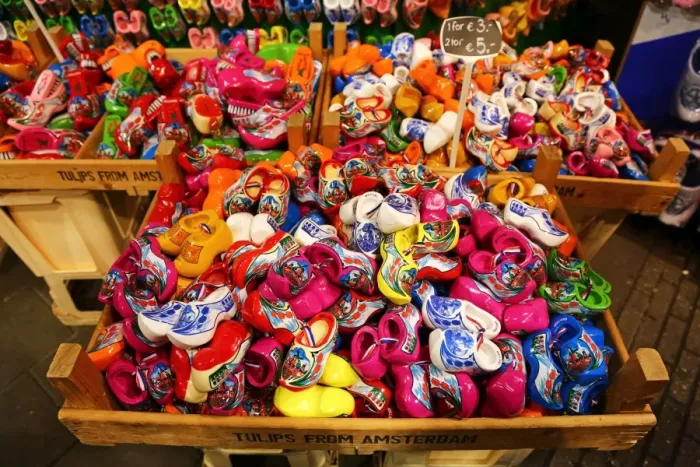  : Traditional Dutch clogs souvenirs for tourists at the Flower Market in Amsterdam, Holland