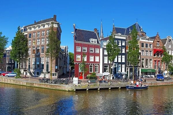 Traditional Dutch houses on the Singel Canal in Amsterdam, Holland