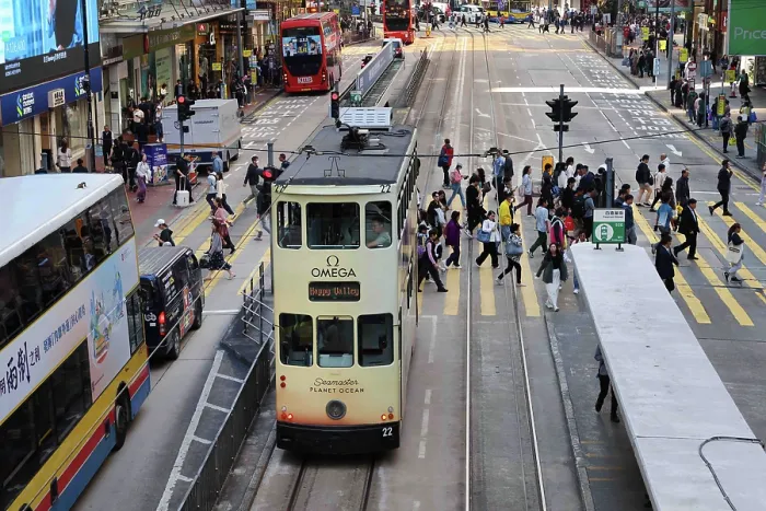  : Traditional Hong Kong electric tram in Causeway Bay, Hong Kong, China