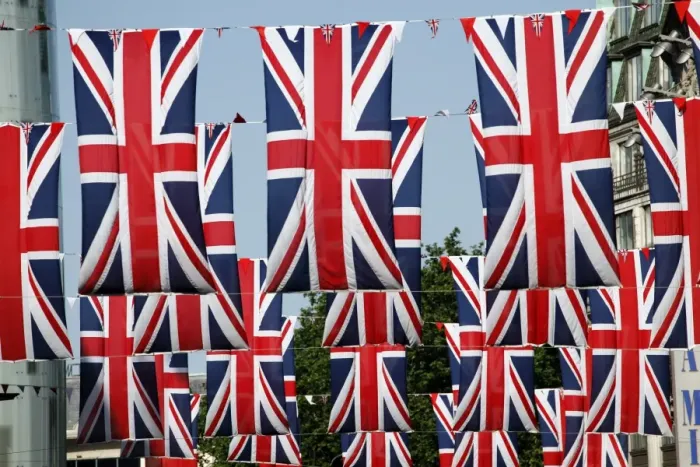  : Union Jack Flags in Haymarket, London