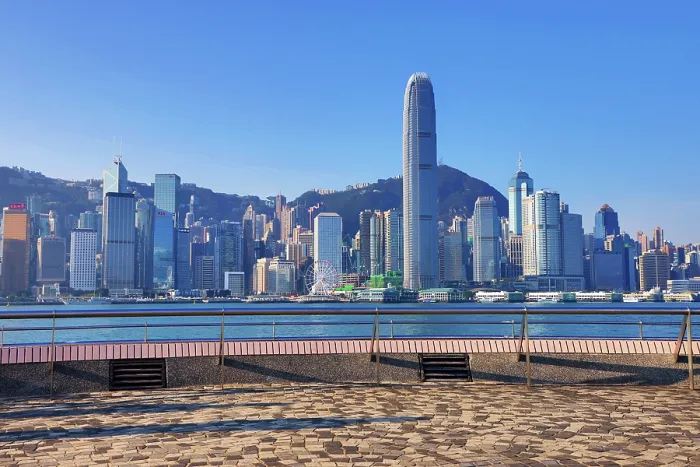  : Victoria Harbour and the Hong Kong city skyline in Hong Kong, China