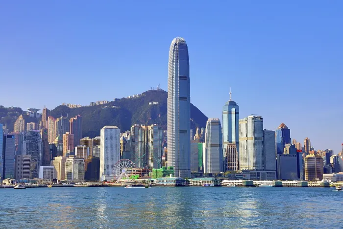  : Victoria Harbour and the Hong Kong city skyline in Hong Kong, China