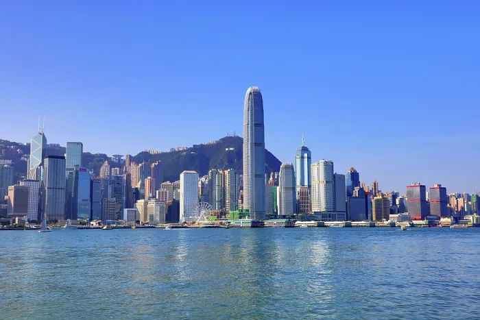  : Victoria Harbour and the Hong Kong city skyline in Hong Kong, China