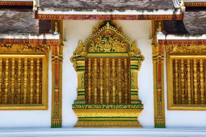  : Window decorations at Wat Ho Prabang Temple, Luang Prabang, Laos
