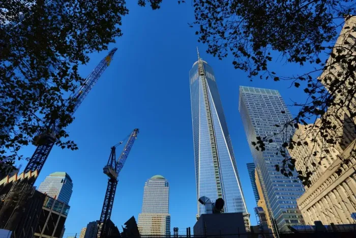  : One World Trade Center ( 1 WTC ) building in the new World Trade Centre Complex, New York. America