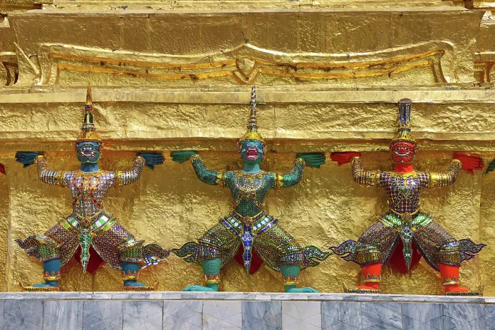  : Yaksha Demon Statues at Wat Phra Kaew Temple complex, Bangkok, Thailand