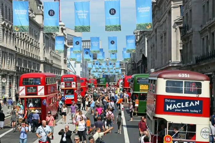 : Year of the Bus Cavalcade in Regent Street, London, England