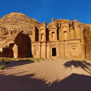 Ad-Deir, the Monastery, in the rock city of Petra, Jordan