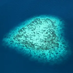 Aerial view of a heart shaped island, Republic of Palau, Micronesia, Pacific Ocean