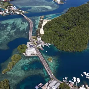Aerial view of Koror, Koror Island, Republic of Palau, Micronesia, Pacific Ocean