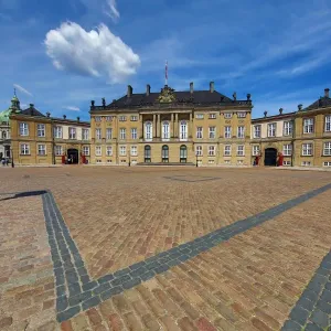 The Amalienborg Palace in Amalienborg Sqaure in Copenhagen, Denmark