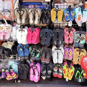 Beach footwear and flipflops on sale in shop in Koh Samet, Thailand