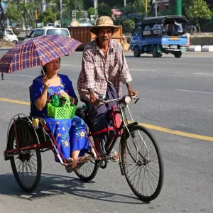 Bicycle taxi, Yangon, Myanmar