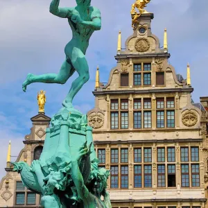 The Brabo Fountain in the Grote Markt in Antwerp, Belgium