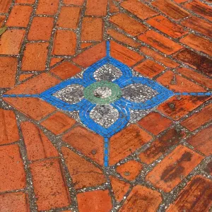 Brick pathway at Wat Nong Sikhounmuang Temple, Luang Prabang, Laos