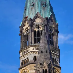 Broken spire of the Kaiser Wilhelm Memorial Church, Berlin, Germany