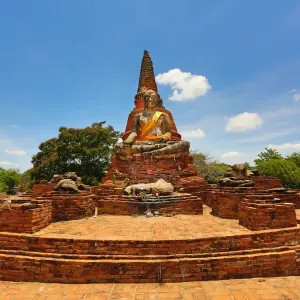 Buddha Statue and Chedi, Wat Lokayasutharam, Ayutthaya, Thailand