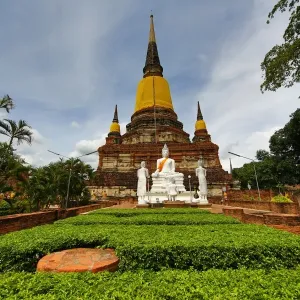 Buddha statues and chedi at Wat Yai Chaimongkol Temple, Ayutthaya, Thailand
