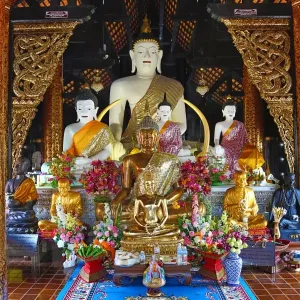 Buddha statues in Wat Inthakhin Sadue Muang Temple in Chiang Mai, Thailand