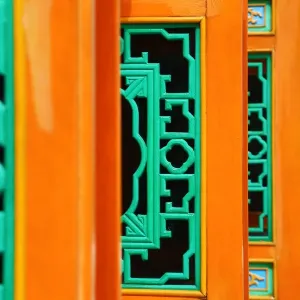 Carved window shutters on the Thean Hou Chinese Temple, Kuala Lumpur, Malaysia