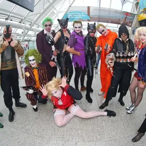 Characters from the Batman films gather together at MCM London Comic Con at Excel London