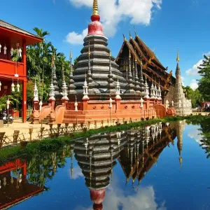 Chedi at Wat Phan Tao Temple in Chiang Mai, Thailand