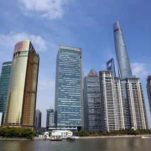 City skyline of skyscrapers, Pudong, Shanghai, China