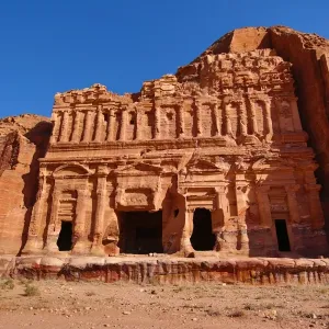 The Corinthian Tomb of the Royal Tombs in the rock city of Petra, Jordan
