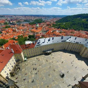 Courtyard of St. Vitus Cathedral, in the Prague Castle Complex in Prague, Czech Republic