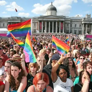 Crowd at Trafalgar Square at London Pride Parade 2009