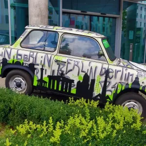 Decorated Trabant motor car in Berlin, Germany