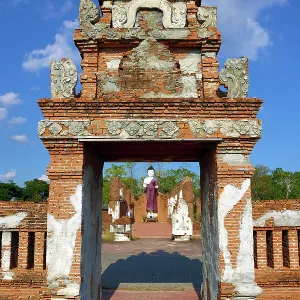 Dvaravati Wihan at Muang Boran, The Ancient City, historical museum of reproductions of famous Thai buildings, Bangkok, Thailand