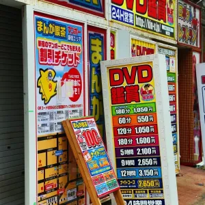 DVD shop advertising signs in the red light district of Shinjuku, Tokyo, Japan