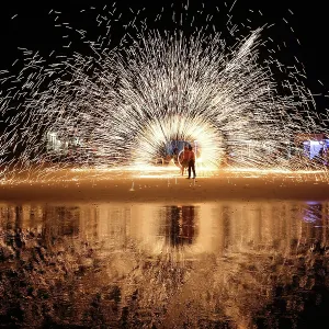 Fire show on Sai Kaew beach in Koh Samet, Thailand