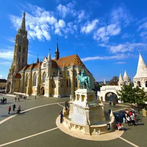 The Fishermans Bastion and the Matthias Church in Budapest, Hungary