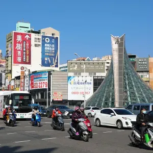 Formosa Boulevard metro station and crossroads, Kaohsiung City, Taiwan