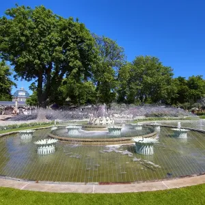 Fountains in Tivoli Gardens theme park in Copenhagen, Denmark