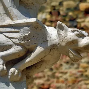 Gargoyle statue from the spire of Zagreb Cathedral in Zagreb, Croatia